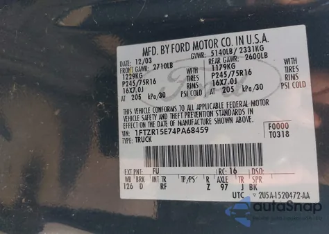 2004 Ford Ranger Super Cab z USA, uszkodzony, nr VIN 1FTZR15E74PA68459